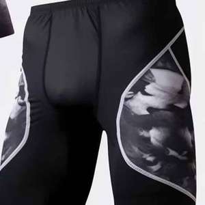 Men's Casual Summer 2pcs Set Breathable Knitted Rash Guard Short <b>Sleeve</b> Shirt and Solid <b>Compression</b> Shorts Sets - Product Image 6