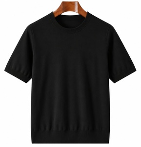Camiseta de Manga Corta para Hombre, Cuello Redondo, Corte Regular, Color Sólido Informal, 100% Algodón Tejido Transpirable, Diseño Liso Antiarrugas en la Parte Delantera - Product Image 2