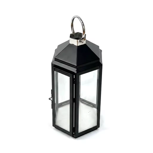 Lanterne marocaine en fer noir embossé faite à la main avec motif de feuille tropicale découpée, poignée en corde, décoration portable pour la maison - Product Image 5