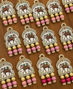 Wholesale Indian Handcrafted Meenakari Shubh Labh Elephant Hanging Tassels Beads Door Wall Decor Diwali Mandir Temple Pooja Art - Product Image 4