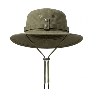 Custom Ripstop Common Boonie Hat Front Panel Wide Brim Outdoor Sun Hat Adjustable Chin Strap <b>Hiking</b> Fishing Camping OEM UV - Product Image 1