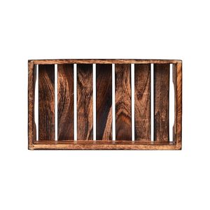 <b>Large</b> Natural Wood Slatted <b>Serving</b> <b>Tray</b> with Floral Pattern Modern Design Decorative Handles for Home Catering & Wedding Use - Product Image 2
