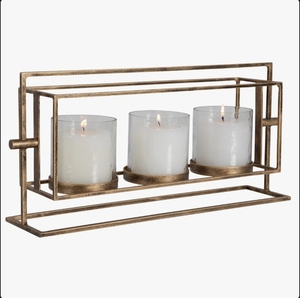Wholesale Modern Geometric Metal Multi Pillar Candle Holder Stand <b>Antique</b> <b>Brass</b> Hurricane Glass Centerpiece Table Home Decor - Product Image 2