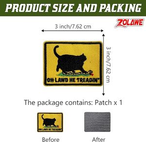 Oh Lawd He Treadin' Black Cat Patch brodé personnalisé en toile écologique thermocollant - Product Image 2
