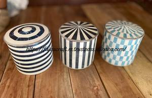 100%Black and White Bone Inlay Ice <b>Bucket</b> Bar & Wine Ice <b>Buckets</b> Beverage Horn Ice <b>Bucket</b> for Low Price <b>with</b> Steel Knobs and <b>Lid</b> - Product Image 2
