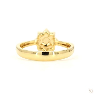 Anillo de Compromiso Unisex de Oro Amarillo Sólido de 18K con Piedra Natural, Corte Brillante, Engaste de Diamantes, Forma Geométrica, Bañado en Rodio - Product Image 3