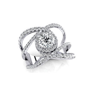 Bague unisexe de luxe en or 14 carats avec diamant de laboratoire taillé de 1 carat (6,5 mm), certifié IGI, design croisé unique, bijoux fins - Product Image 4