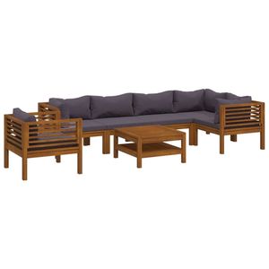 Conjunto de Muebles de Jardín de Madera con Cojines Gris Oscuro para Relajarse al Aire Libre - Product Image 2