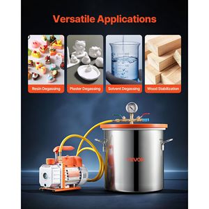 Bomba de Vacío de Una Etapa 3.5 CFM, Kit de Cámara de Desgasificación de Acero Inoxidable, Recipientes de Presión de Vidrio Templado para Cámara de Vacío de 5 Galones - Product Image 6