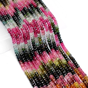 Perles rondes micro-facettées en tourmaline AAA+ 4 mm, tourmaline naturelle multicolore, pierres semi-précieuses, coupées à la main, perles en vrac pour bijoux - Product Image 2