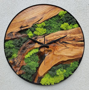 Rustic Wood <b>Wall</b> <b>Clock</b> with Scenic Pattern Round Analog Quartz <b>Clock</b> Antique Style Luxury Home Decor for <b>Living</b> <b>Room</b> - Product Image 3