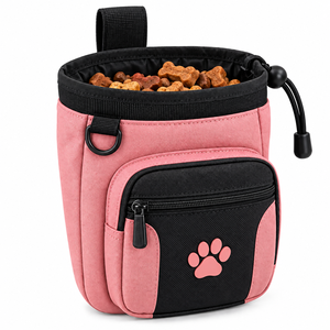 Pochette de dressage pour chien durable avec poche zippée, sac à friandises pour animaux de compagnie réglable avec cordon de serrage pour les promenades et les récompenses de dressage - Product Image 4