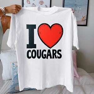 Heart I Love COUGARS Camiseta de mujer de algodón puro ajuste cómodo - Product Image 2