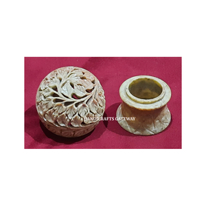 Bougie chauffe-plat en stéatite naturelle support de forme ronde sculpture à la main Design moderne utilisé pour la décoration d'éclairage Diwali - Product Image 6