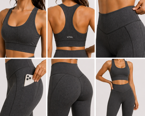 Women's Black Leggings Set Sports <b>Bra</b> Yoga Workout Activewear Fitness Clothing Custom Private Label OEM ODM - Product Image 3