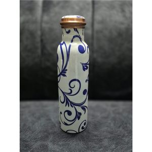 Handmade Printed <b>Copper</b> Water <b>Bottle</b> Set with 2 Glasses Leak-proof Ayurvedic Pure <b>Copper</b> Vessel Yoga Gym Flask 1000ml Drinkware - Product Image 6