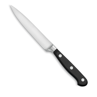 Couteau utilitaire professionnel de 4,5 pouces avec lame en acier inoxydable tranchante, manche noir à triple rivet pour la cuisine, les fruits, les légumes, la viande