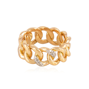 Anillo de banda completa estilo cubano de oro amarillo de 14k con diamantes naturales pavé, joyería fina al por mayor - Product Image 5