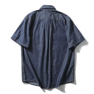 Men's 100% Cotton Stonewash Denim Turn-down Collar Full Sleeve Shirt Topstitch Pockets Solid Color Eco-Friendly Breathable - Product Image 2