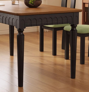 Modern Minimalist Solid Wood Rectangle Dining <b>Table</b> with Black Carved <b>Legs</b> and 4 Chairs for Family Dinner Hotel Apartment - Product Image 4