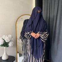 Longue Écharpe Hijab Niqab Modeste Unie à Col Montant et Manches Amples en Polyester Respirant, Coupe Ample, Toutes Saisons, Couverture de Prière