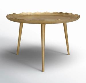 Design First Modern <b>Round</b> Coffee <b>Table</b> With <b>Gold</b> Textured Metal Top And Legs Midcentury Design Living Room Furniture - Product Image 1