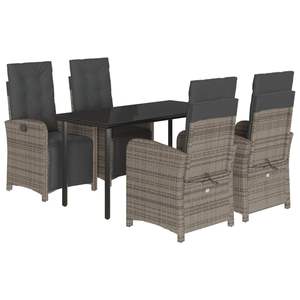 5 pezzi grigio Poly Rattan Patio Set da pranzo con cuscini mobili da esterno durevoli - Product Image 2