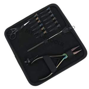 Kit de Herramientas para Extensiones de Cabello con Alicates de Microperlas, Alicates Planos para Crimpar, Abridor de Perlas, Alicates para Extensiones de Cinta, Gancho de Bucle, Separador de Dedos y Tijeras - Product Image 1
