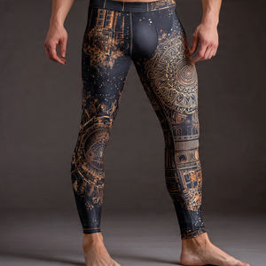 Leggings de compression 100% polyester pour hommes, imprimés par sublimation, pour l'été, leggings de sport pour hommes, leggings de fitness pour hommes - Product Image 2