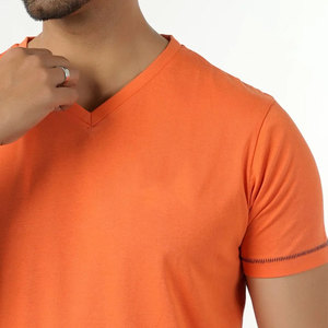V Neck Slim Fit Summer Design <b>T</b>-<b>Shirt</b> OEM Custom Clothes Short Sleeve Breathable 210 Gsm Comfortable <b>Longline</b> Casual Wear - Product Image 5
