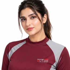 Custom Logo Athletic Fit Reinforced Underarm Panels Flexible <b>Women</b> <b>Rash</b> <b>Guard</b> Designed With Breathable Performance Knit Fabric - Product Image 5