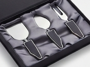 Ensemble de couteaux à fromage et à découper en métal, ustensiles de cuisine, manche en agate noire, qualité supérieure, pour usage hôtelier et restauration - Product Image 3