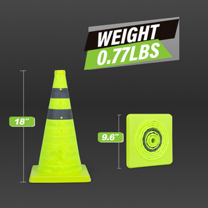 CITICITY 18 Inch Collapsible Traffic Safety Cones Green Pop-up Cones with Reflective Collar for Road Safety and Driving Training - Product Image 2