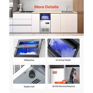 Macchina per il Ghiaccio Professionale da Cucina, Produzione 120 libbre/24H, 36 Cubetti in 15 Minuti, Grande Capacità di Stoccaggio 28 libbre - Product Image 6