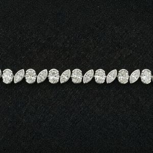 Silver Rose Gold Plated Moissanite Tennis Bracelet Oval Cut Channel Setting Geometric Design Trendy Unisex GRA Certified Party - Product Image 2
