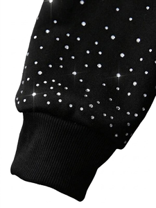 Sweat-shirt noir personnalisé Glory avec strass, 100% coton, tissu doux et respirant, nouveau design tendance en gros pour unisexe - Product Image 6