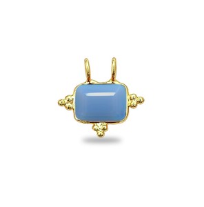 Pendentif en opale bleue rectangulaire artisanale 10x8 mm, plaqué or, pour la création de bijoux DIY - Product Image 1