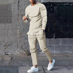Vente en gros de survêtements uni en coton épais pour hommes survêtement ensemble deux pièces de jogging de gymnastique personnalisé pour hommes avec votre propre logo - Product Image 4
