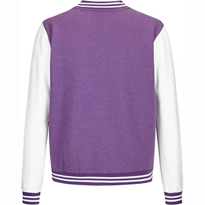 <b>Men's</b> Purple <b>White</b> Varsity <b>Jacket</b> Preppy Style Breathable Reflective Printing 220g Polyester Cotton Regular Fit Stand Collar - Product Image 3