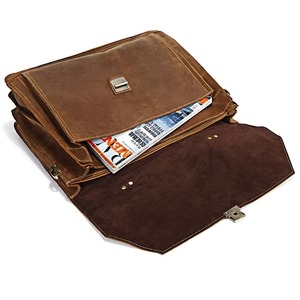 Sac à main pour ordinateur portable en cuir véritable, durable, léger, pour hommes, pour le bureau, les affaires, le transport sur l'épaule, LLB-0393 - Product Image 3