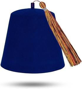 Chapeau fez maçonnique uni - Laine marron avec divers accessoires à pompons de différentes couleurs pour les francs-maçons, tradition maçonnique avec un fez - Product Image 2