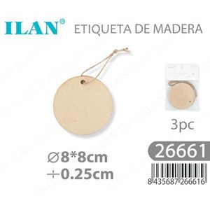 Etichetta in Legno Rotonda da Appendere Ilan 8cm con Cordino per Etichette di Abbigliamento - Product Image 3