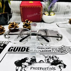 Lunettes de soleil sans monture Iced Out, monture en argent 925 avec diamants Moissanite VVS, lunettes de créateur de luxe pour hommes et femmes - Product Image 1