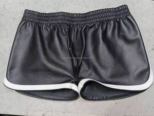 กางเกงบ็อกเซอร์หนังแท้ลายทางสีเหลืองสำหรับผู้ชาย หนังแกะแท้เนื้อนุ่ม กางเกงชั้นในหนังแท้ สไตล์เกย์ เซ็กซี่ สวมใส่สบาย - Product Image 2