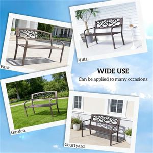 Panca da Giardino Marrone con Braccioli per Veranda o Cortile - Product Image 3
