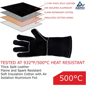 Guantes de Trabajo de Seguridad Resistentes al Calor, Negros, con Precio de Mayoreo, para Construcción, Guantes de Soldadura de Cuero Reforzado - Product Image 6