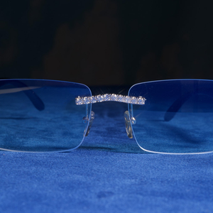 Gafas de Sol de Moda Sin Montura 2024, Montura Cuadrada Plateada con Moissanita, Protección UV400, Lentes Degradadas, Unisex, Caja con Logotipo Personalizado - Product Image 5
