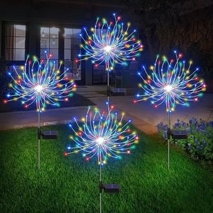 Luci Solari a LED Effetto Fuochi d'Artificio 120 LED IP4X, Luci Fatate a Stella con 8 Modalità di Illuminazione, Alimentate a Energia Solare per Sentieri, Cortili e Decorazioni Esterne - Product Image 1