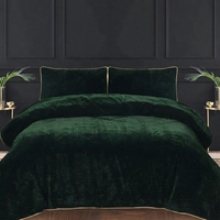 Housse de couette en velours vert/Razai 3 pièces, couleur unie, style classique, usage domestique hivernal, anti-boulochage, lavable en machine