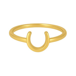 Nouvelle conception, bague de fiançailles classique en forme de fer à cheval, argent sterling 925, plaqué or 18 carats, bijoux minimalistes creux pour femmes, filles - Product Image 3